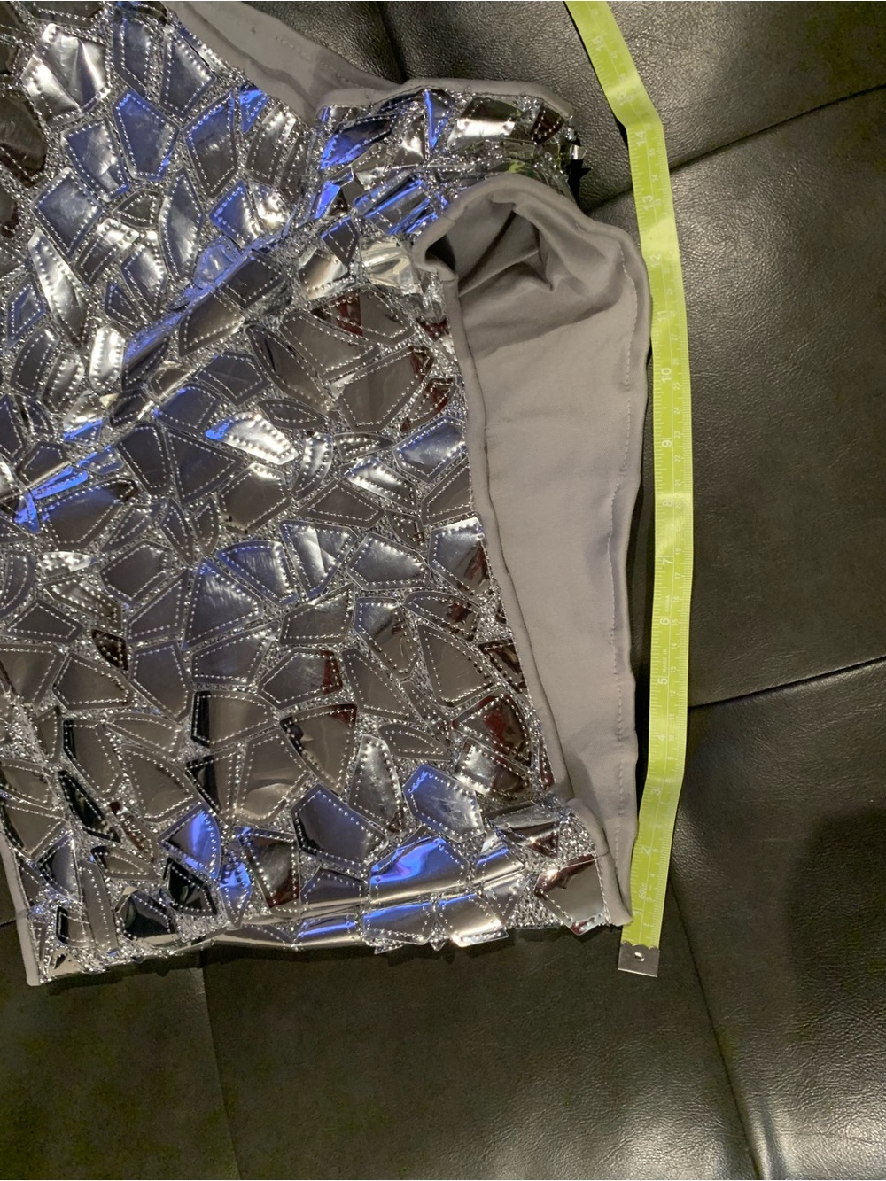 Fashion Nova Embellished High Waist Shorts in Silver & White Like New - Picture 9 of 9